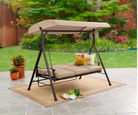 3 PERSON PATIO SWING WITH CANOPY IN DAYBED POSITION | Home Décor Ideas