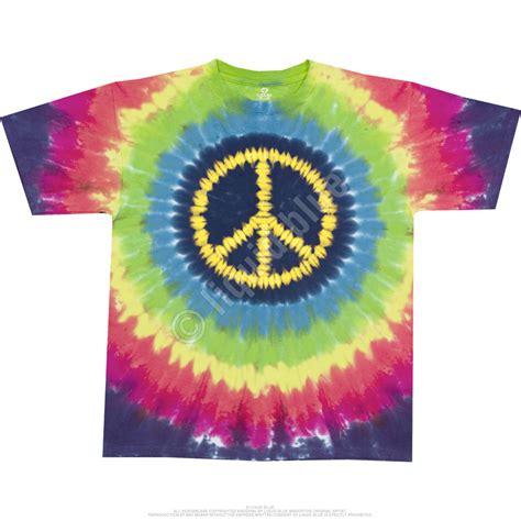 Americana Hippie Peace Tie-Dye T-Shirt Tee Liquid Blue