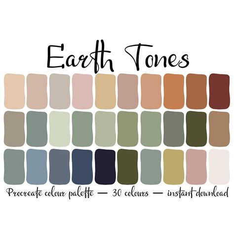 Earth Tone Colour Palette for Procreate - Etsy Ireland