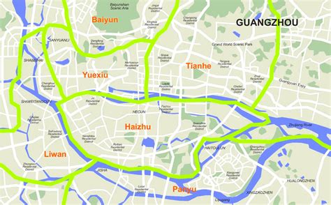 Guangzhou districts map - Ontheworldmap.com