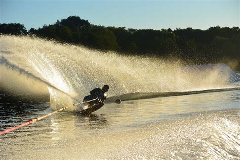 Thrilling Slalom Water Skiing Action