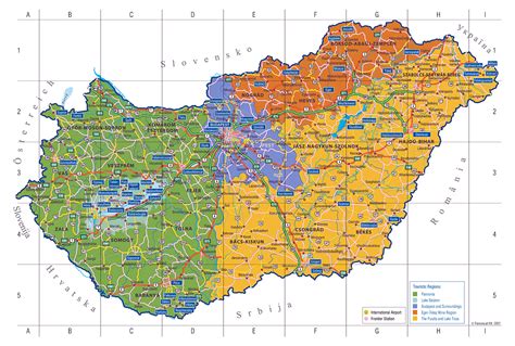 Large detailed touristic regions map of Hungary | Vidiani.com | Maps of all countries in one place