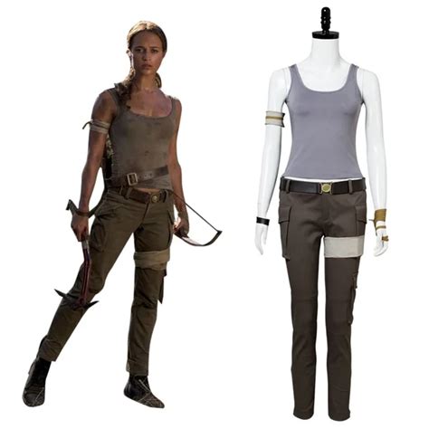 2018 Movie Tomb Raider Cosplay Lara Croft Outfit Cosplay Costume Adult Women Men Full Set ...