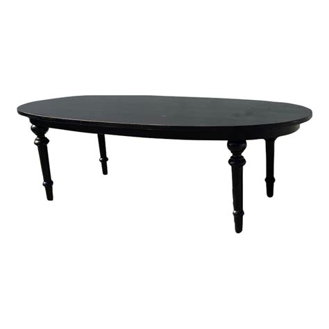 Ebony Oak Wood Oval Dining Table | Chairish