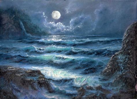 In the Moonlight - Oil, in Seascape Paintings in Moonlight | Moonlight ...