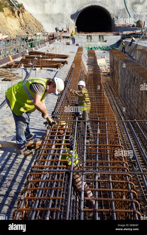 Installation of rebar, reinforcing steel bars for concrete formwork Stock Photo, Royalty Free ...