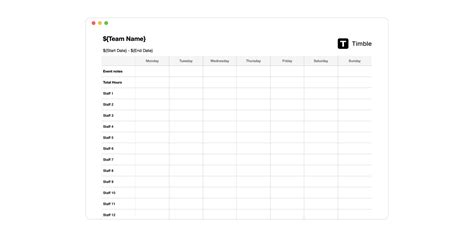 Excel Roster Template