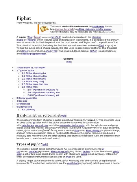 Piphat | PDF | Musical Instruments | Percussion Instruments