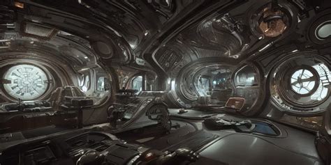 cinematic shot of the interior of a sci-fi spaceship | Stable Diffusion