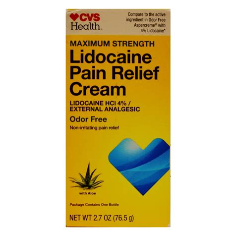 CVS Lidocaine Pain Relief Cream External Analgesic 2.7 oz