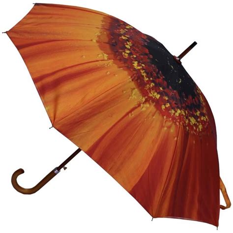 Orange Flower Umbrella - Double Canopy / Auto Open - Umbrella Heaven