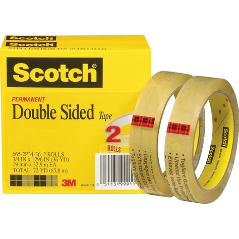 Scotch Permanent Double-Sided Tape - 3/4"W, Clear, 2 / Pack (Quantity) - Walmart.com - Walmart.com