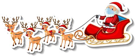 A sticker template with Santa Claus on sleigh and reindeers 3223036 Vector Art at Vecteezy