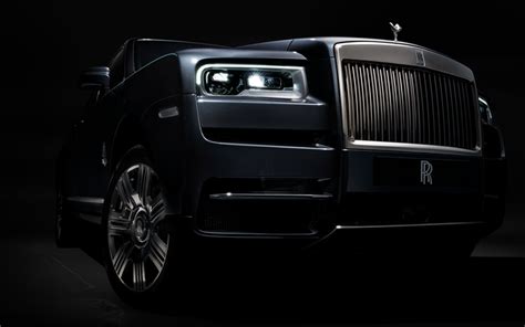 Download wallpapers 4k, Rolls-Royce Cullinan, darkness, 2018 cars, black Cullinan, SUVs, Rolls ...