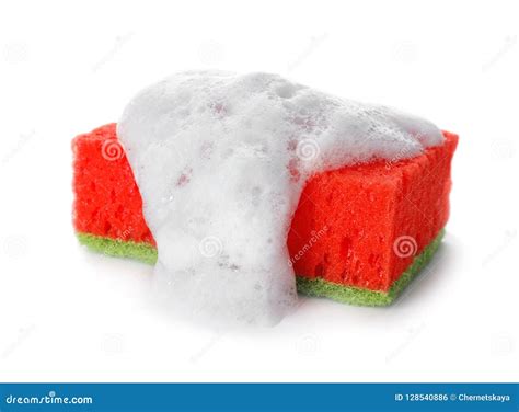 Cleaning Sponge with Foam for Dish Washing Stock Photo - Image of ...