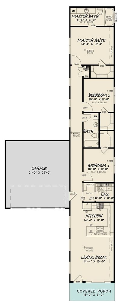 Long-and-Narrow 3-Bed Modern Home Plan with 2-Car Garage - 70698MK | Architectural Designs ...