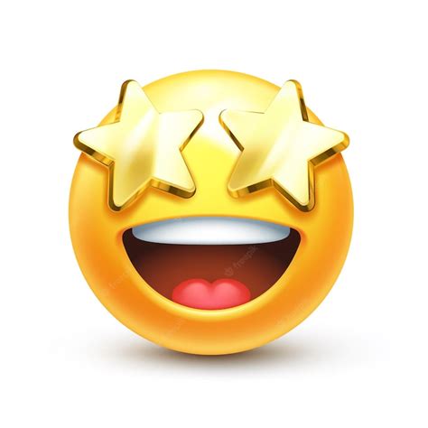 Emoji de olhos estrelados. estrelas douradas para olhos emoticon animado com sorriso aberto ...