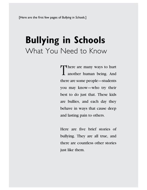 Bullying in Schools - Townsend Press