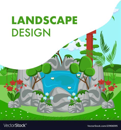 Landscape design flat banner template Royalty Free Vector