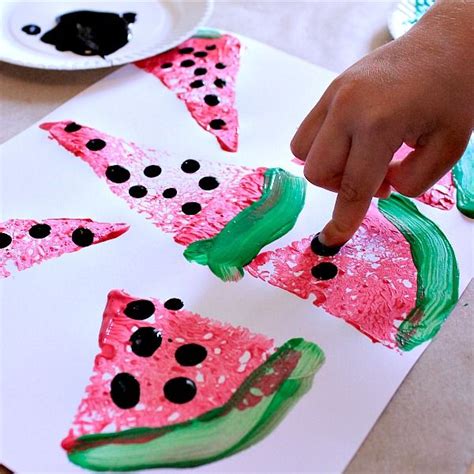 Watermelon Sponge Painting - Fantastic Fun & Learning | Summer preschool crafts, Summer crafts ...