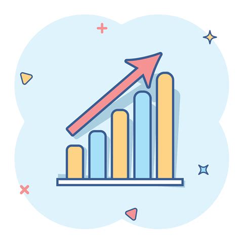 Vector cartoon business graph icon in comic style. Chart sign illustration pictogram. Diagram ...