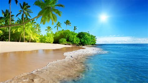 Download wallpaper 5120x2880 tropical beach, sea, calm, sunny day, holiday 5k wallpaper ...