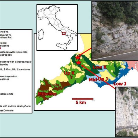 -Simplified geological map of Sorrento Peninsula with location of the... | Download Scientific ...