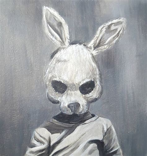 Creepy Rabbit, Black And White Art, Scary Mask, Wall Decor Painting by Maretta Elsalieva ...