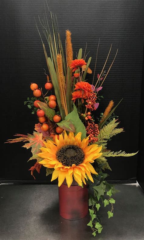 Small Milk Can Fall Arrangement by Andrea | Fall flower arrangements ...