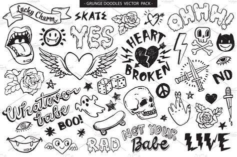 Grunge Graffiti Doodles Vector Pack | Graffiti doodles, Doodle tattoo, Tattoo flash art