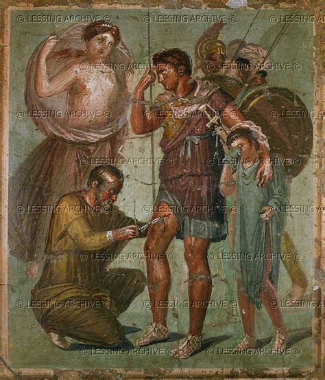 ROMAN MURAL 1ST-3RD CE Wounded Aeneas between Venus and Ascanius, from the Casa di Sirico, VII 1 ...