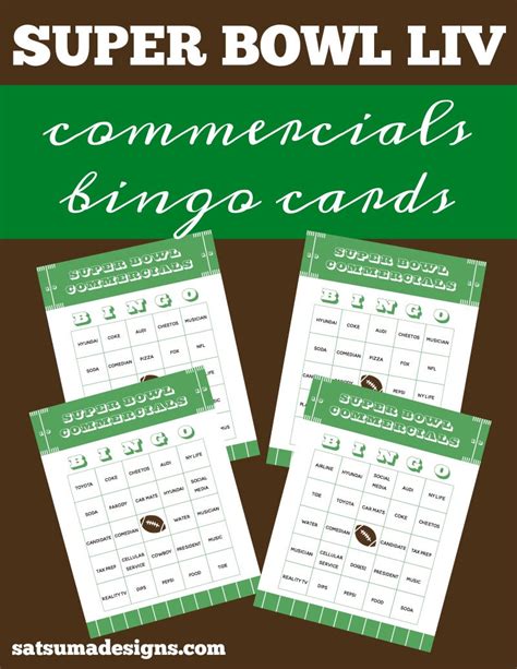 Super Bowl Commercials Bingo Printable