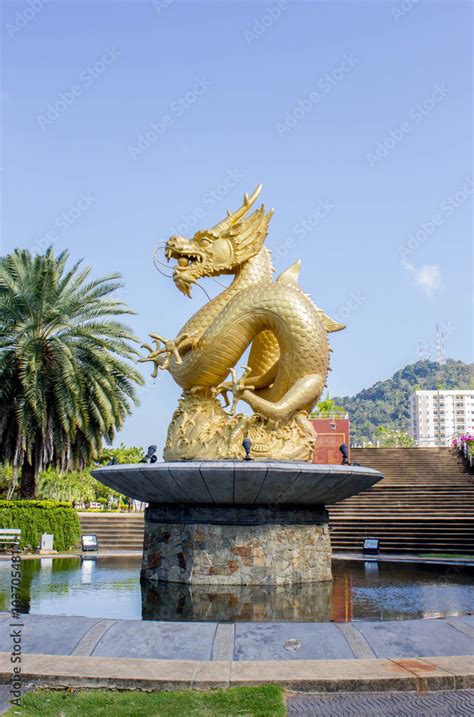 gold dragon statue at 72nd Anniversary Queen Sirikit Park Stock Photo | Adobe Stock