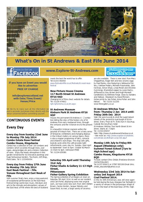 St Andrews What's On Events July 2014 by ExploreStAndrews - Issuu