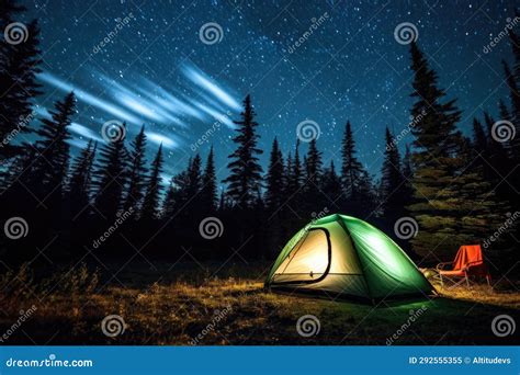 Pitched Camping Tent Under a Star-filled Night Sky Stock Image - Image ...