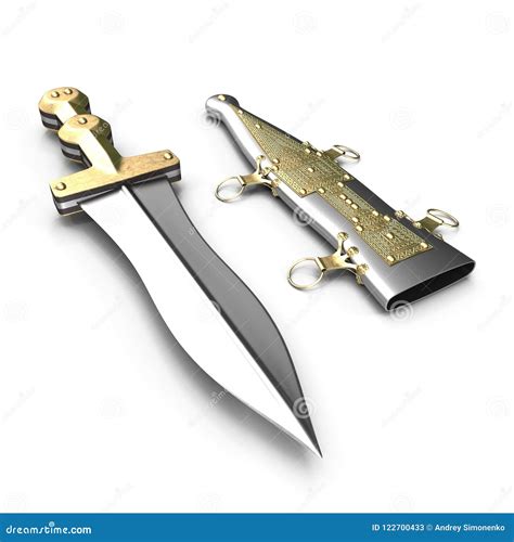 Roman Pugio Dagger With Sheath On White. 3D Illustration Stock ...