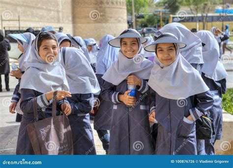 Iranian Schoolgirls In School Uniform For Walk Around City, Shiraz. Editorial Image ...