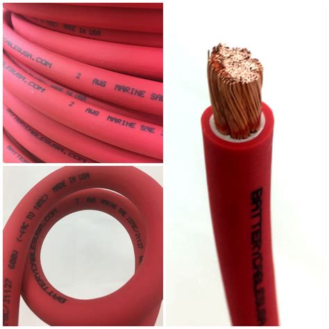 Battery Cable 2 AWG ( Size 2 Gauge ) Red - Copper Flexible Stranded ...