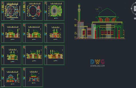 Dwg Download -Mosque Project Dwg | Autocad, Mosque design, Mosque design islamic architecture