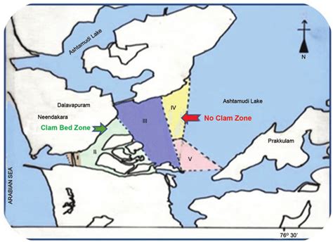 Map of Ashtamudi Lake showing sampling zones | Download Scientific Diagram