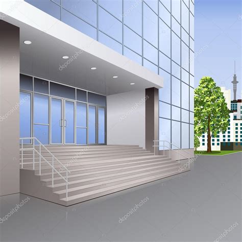 Entrance to the building with stairs and lamps Stock Vector Image by ©M.Svetlana #52210563