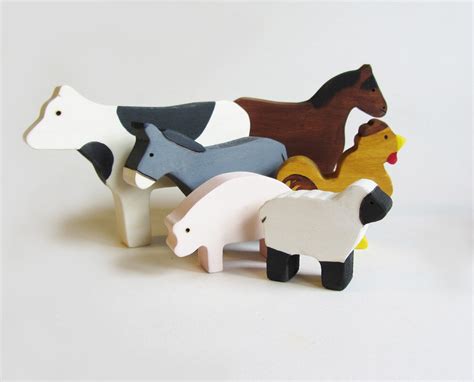 Wooden Farm Animals Waldorf Eco Friendly Toy by Imaginationkids