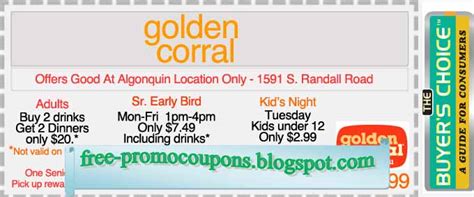 Printable Coupons 2021: Golden Corral Coupons