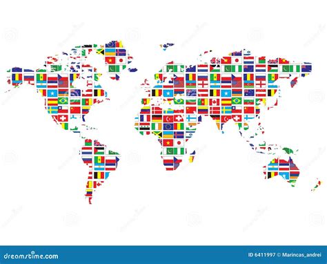 World Map With Flags Royalty Free Stock Photography - Image: 6411997