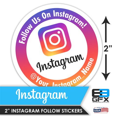 Personalized! Follow Us On Instagram 2x2 Sticker Sheets - 20 Stickers Per Sheet - Includes your ...