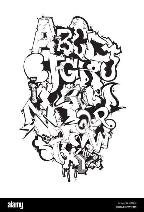 Graffiti font black and white composition Stock Vector Image & Art - Alamy