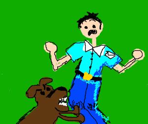 Dog biting the mailman - Drawception