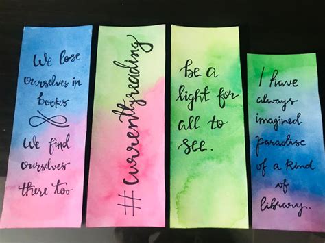 watercolour bookmarks with quote(set of 4)