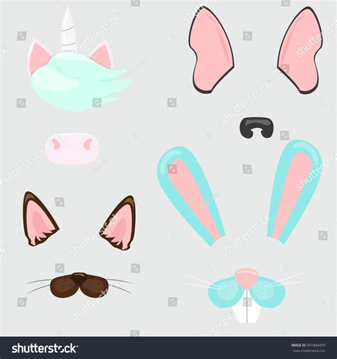 Collection Cartoon Funny Animal Masks Vector Stock Vector (Royalty Free ...