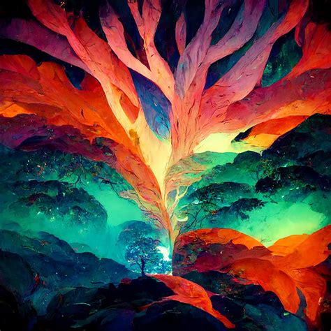 Rainbow Tree Digital Art by Rudy Montijo - Fine Art America